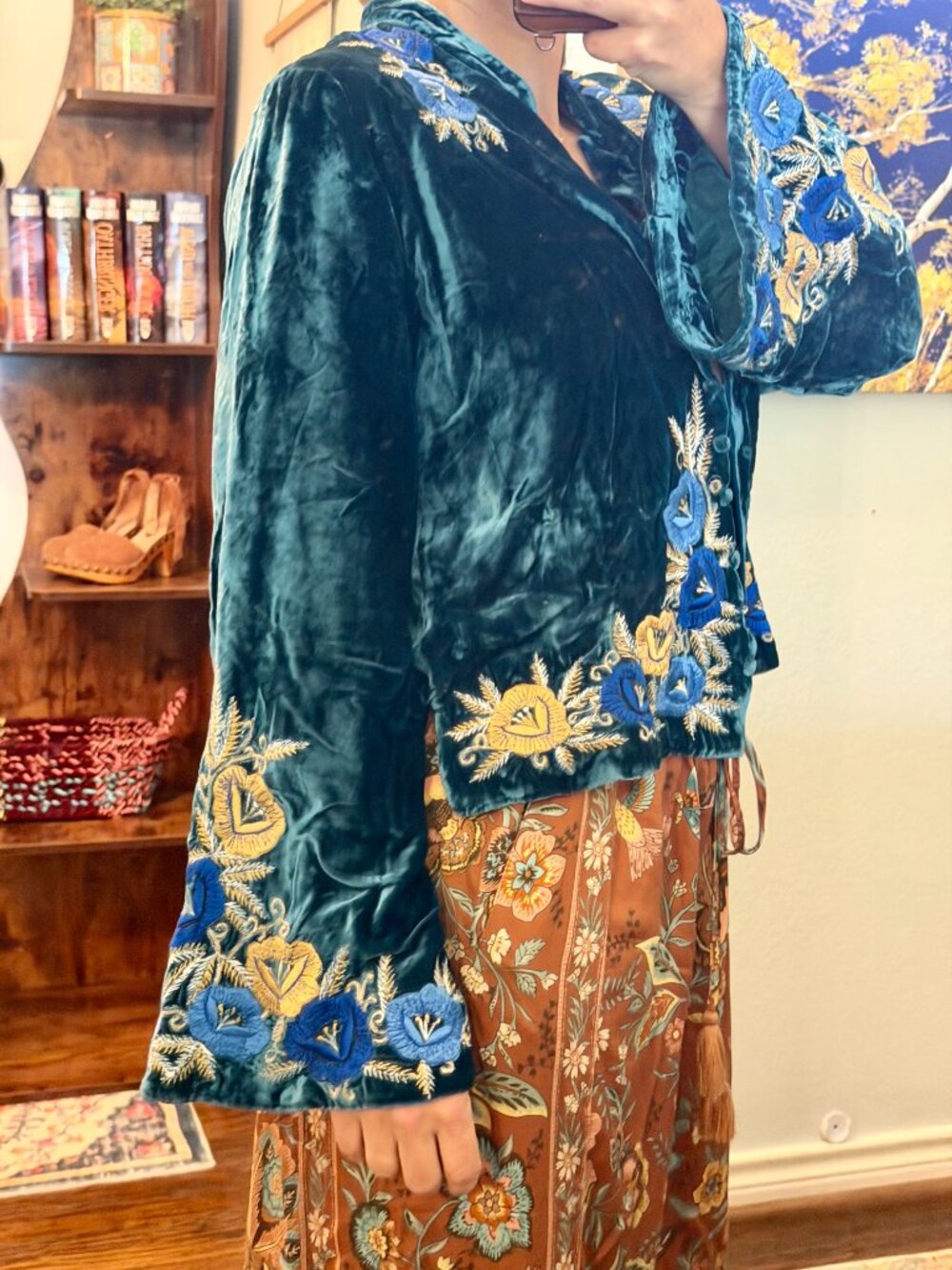 Chasing Unicorns 'Riders On The Storm' Velvet Jacket - Emerald - Small - NWT - Picture 15 of 16